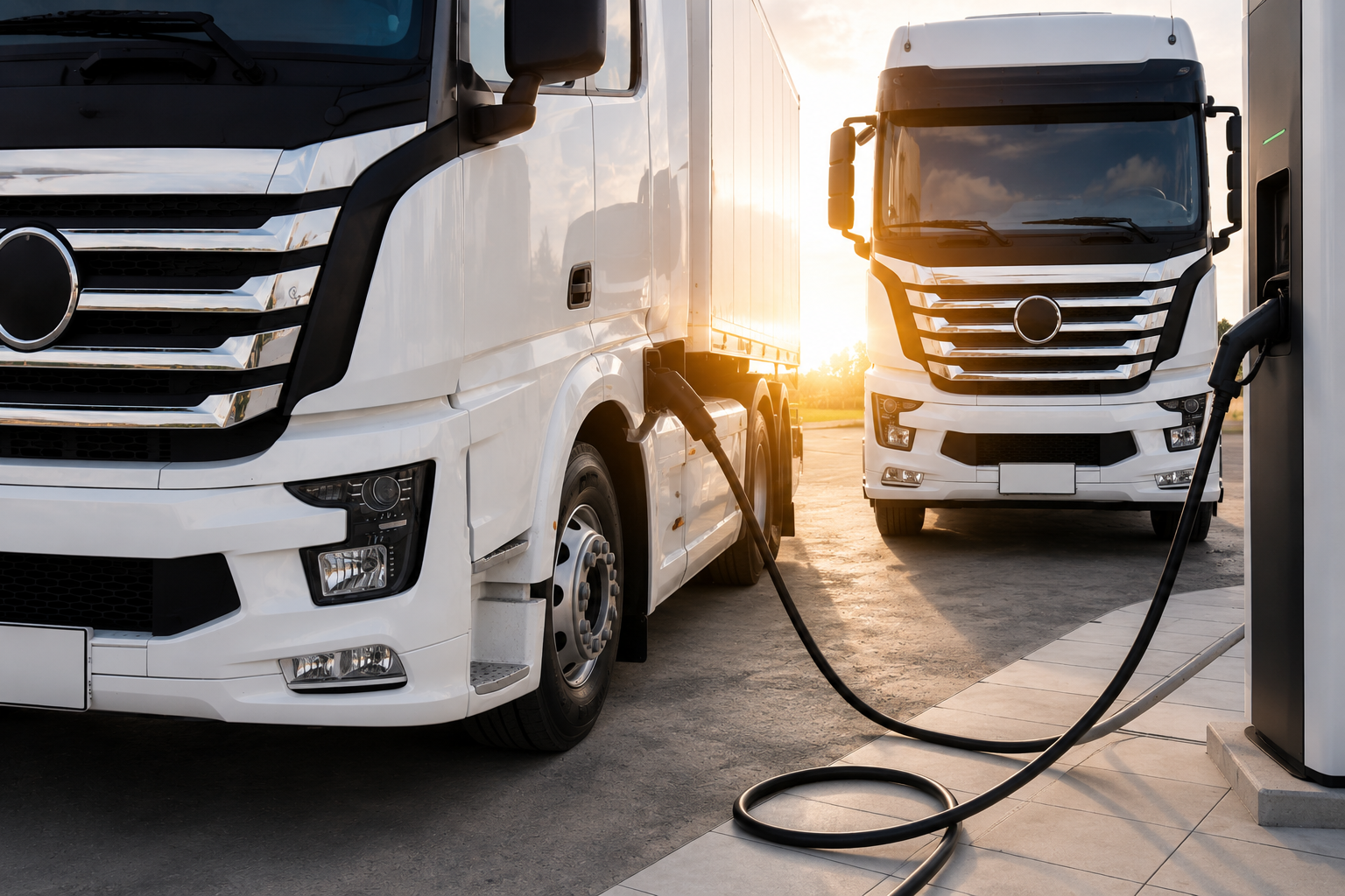 Electric commercial truck charging, eligible for California Clean Fuel Reward fleet rebates